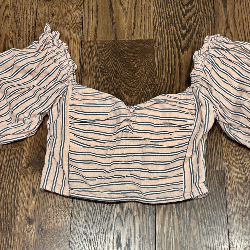 SAYLOR Smocked Pink & Gray Striped Skirt & Top Set - Picture 6 of 11